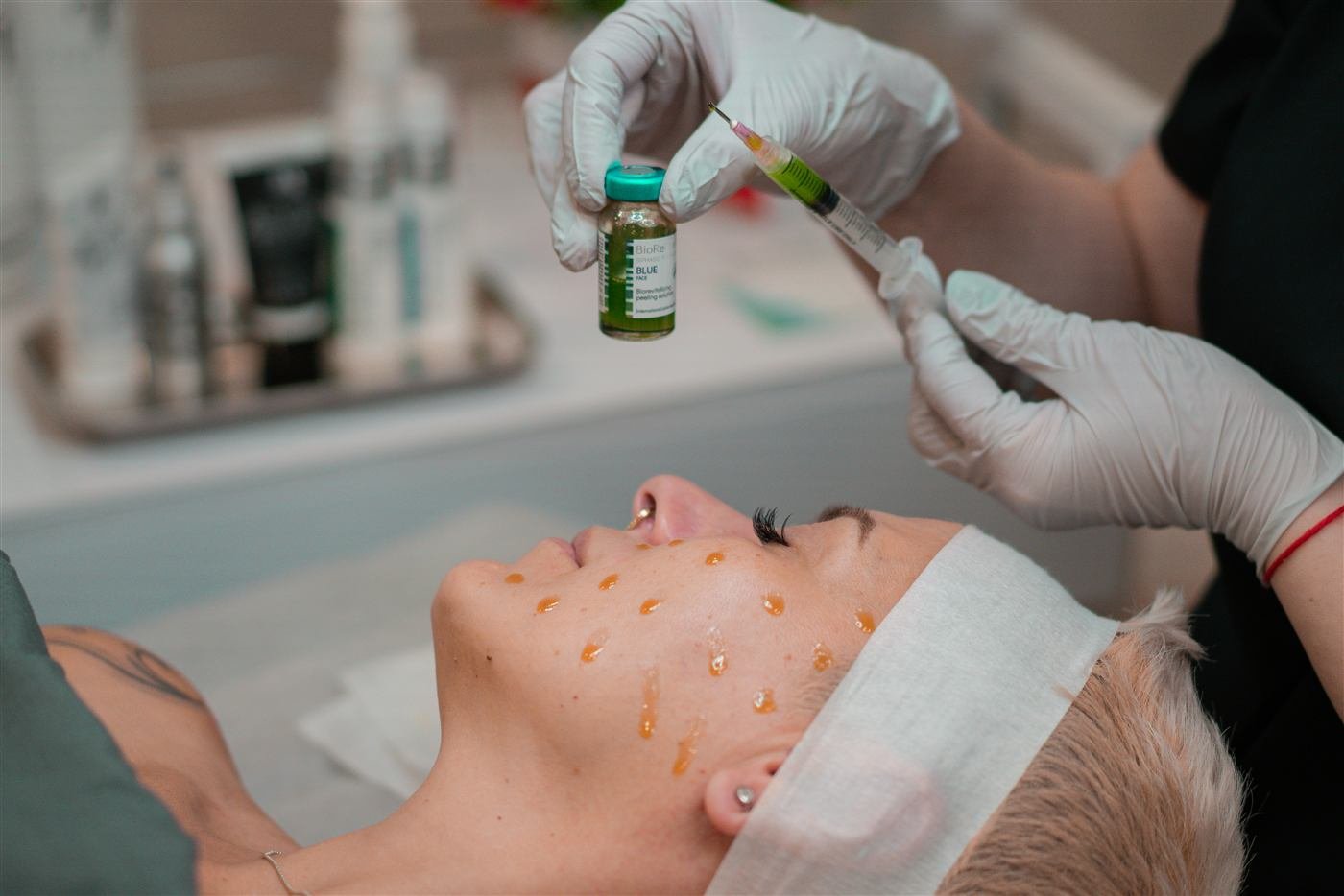 BioRePeel two-phase peel being applied during a facial at SI Glam Glow in Staten Island, New York