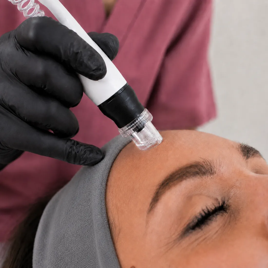 Skin analysis before a Hydroderm Facial at SI Glam Glow