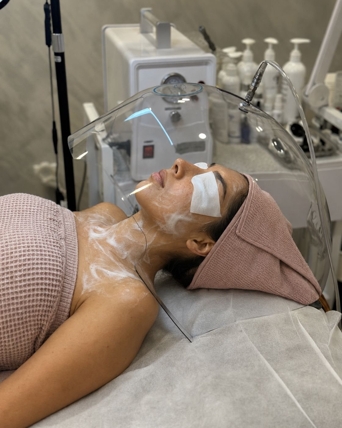 Oxygen Facial dome treatment at SI Glam Glow in Staten Island